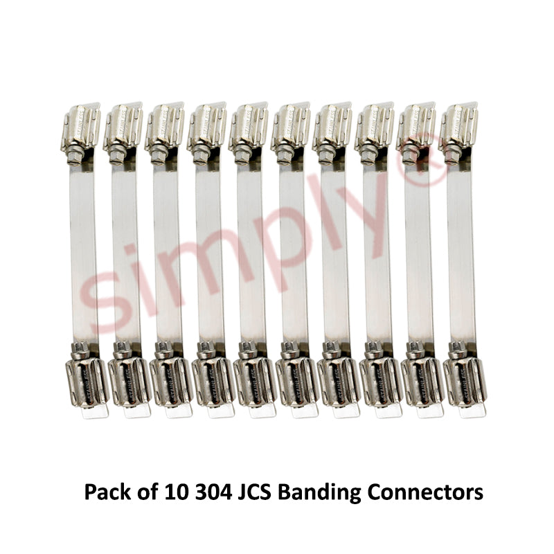 Pack of 10 - JCS NCS350 304 Stainless Steel Banding 350mm Connectors for use with 12mm Banding