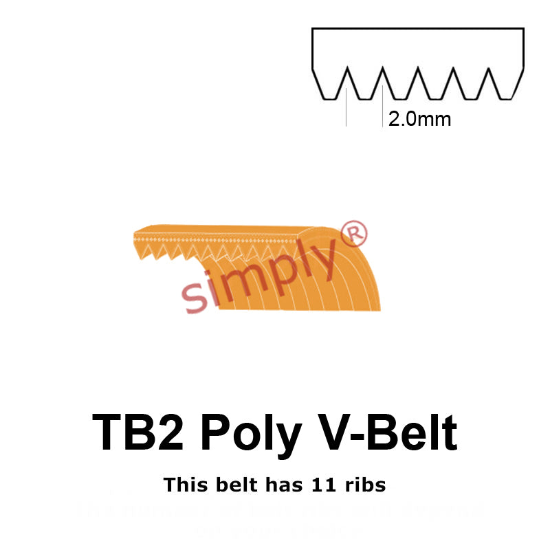 TB2-1186 Megadyne Megarib Polyurethane Poly V-Belt 1186mm/46.7 inch Length - 11 Ribs - Allow 2-3 Days