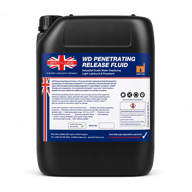 Brit-Lube Indu-Tek WD Penetrating Release Fluid 10 Litre - Allow 2-3 Days