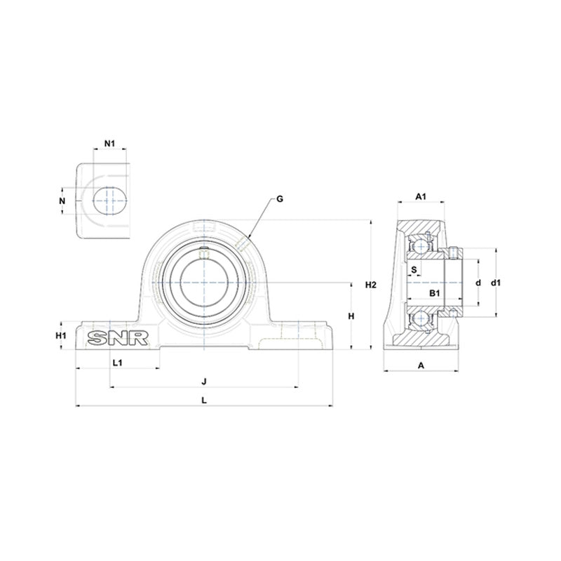 SNR ESP206 Metric Cast Iron Two Bolt Pillow / Plummer Block Housing with 30mm Eccentric Collar Insert - Allow 2-3 Days