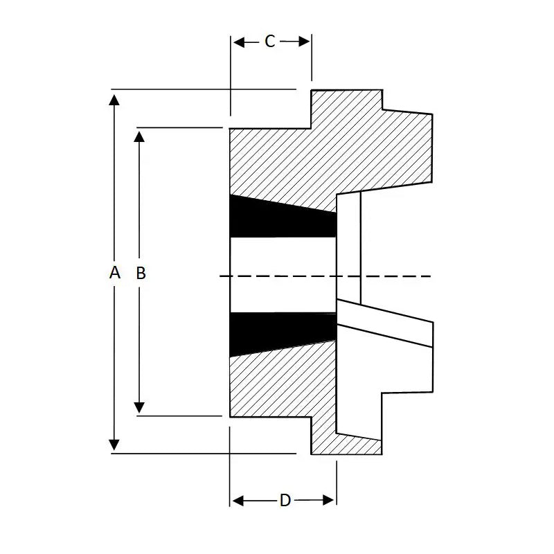 Dunlop HRC70H-MB HRC Coupling Single Flange Outer Facing Taper Bore Max Bush Bore 25mm / 1 inch