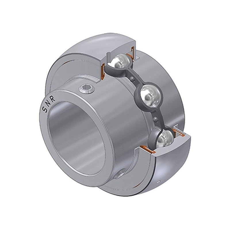 SNR MUC208FD Metric Stainless Full Width Spherical Outer Food Safe Bearing Insert 40mm Bore 80mm Outside Diameter with Grub Screws - Allow 2-3 Days