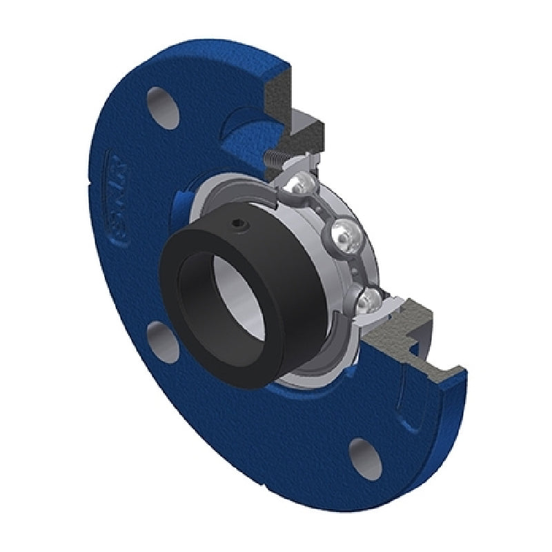 SNR ESFCE209 Metric Four Bolt Cast Iron Round Flanged Housing with 45mm Eccentric Collar Insert - Allow 2-3 Days