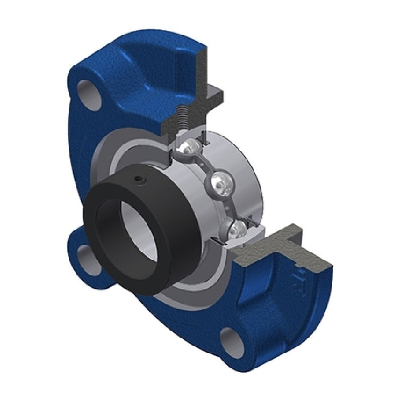 SNR EXFC201N Metric Four Bolt Cast Iron Round Flanged Housing with 12mm Eccentric Collar Insert - Allow 2-3 Days