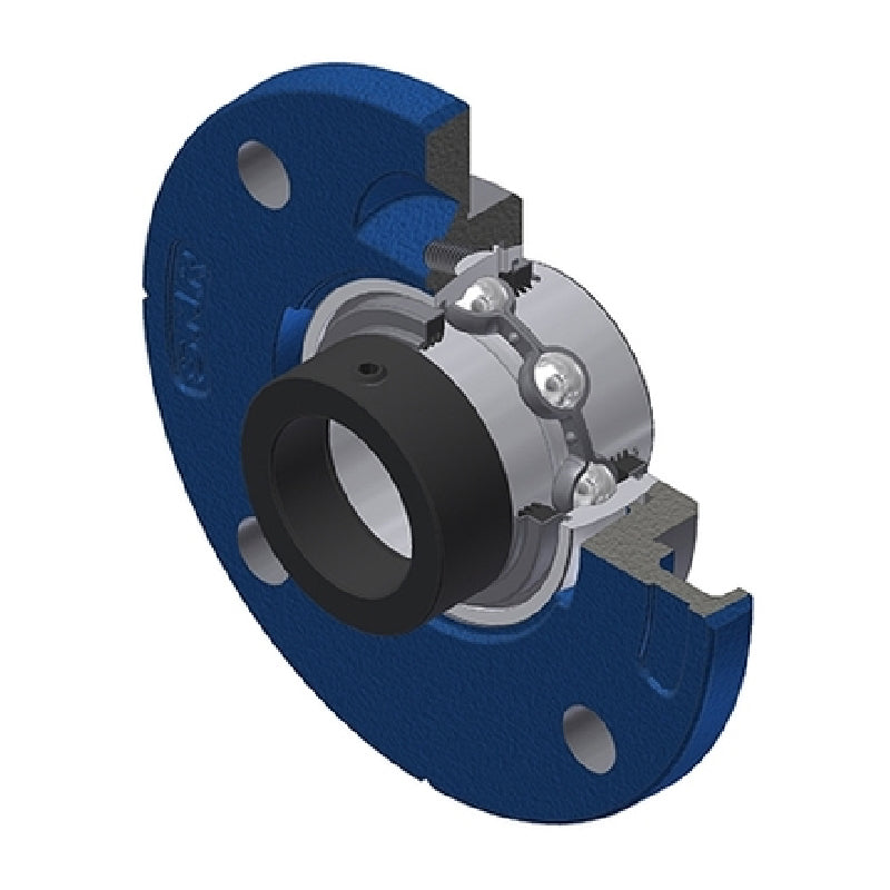 SNR EXFCE205L3 Metric Four Bolt Cast Iron Round Flanged Housing with 25mm Eccentric Collar Insert with Triple Lip Seal - Allow 2-3 Days