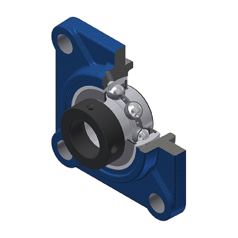 SNR EXFS306 Metric Four Bolt Square Cast Iron Flange Housing with 30mm Bore Eccentric Collar Insert - Allow 2-3 Days