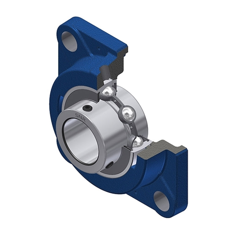 SNR UCFEX15 Metric Four Bolt Square Cast Iron Flange Housing with 75mm Bore Insert - Allow 2-3 Days