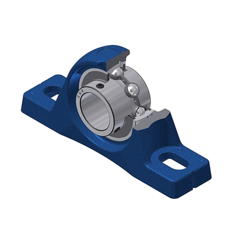 SNR UCPLE211 Metric Cast Iron Two Bolt Pillow / Plummer Block Housing with 55mm Bore Insert - Allow 2-3 Days