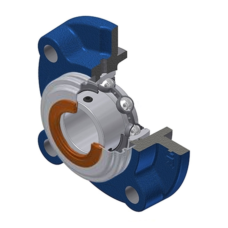 SNR USFC206CC Metric Four Bolt Cast Iron Round Flanged Housing with 30mm Insert with Narrow Steel Plate Cover - Closed Version - Allow 2-3 Days