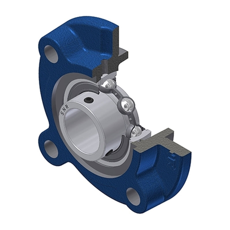 SNR USFC202N Metric Four Bolt Cast Iron Round Flanged Housing with 15mm Insert - Allow 2-3 Days