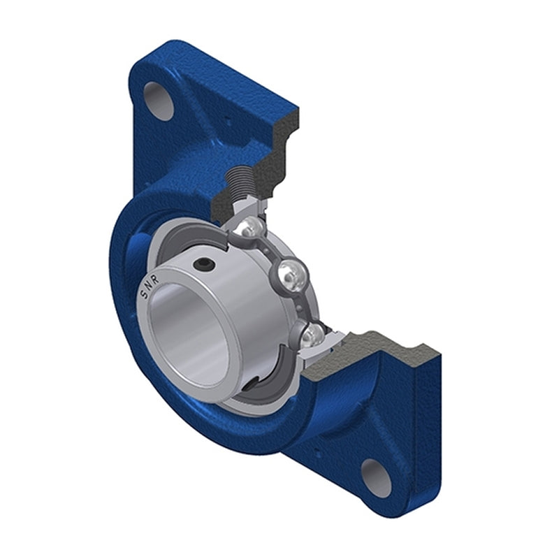 SNR USFE205 Metric Four Bolt Square Cast Iron Flange Housing with 25mm Bore Insert - Allow 2-3 Days