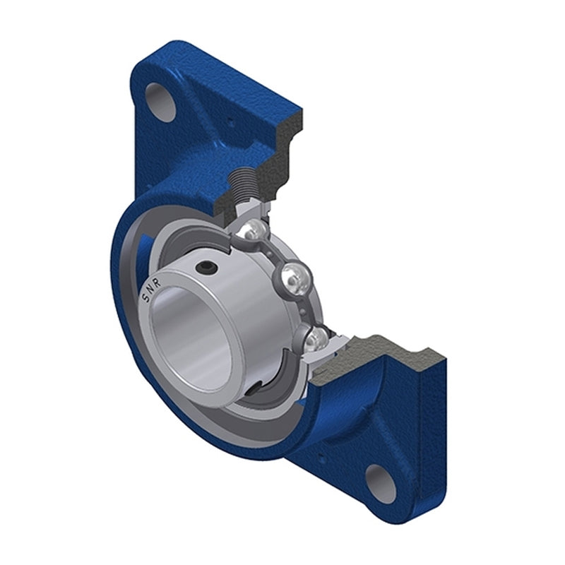 SNR USFE201N Metric Four Bolt Square Cast Iron Flange Housing with 12mm Bore Insert - Allow 2-3 Days