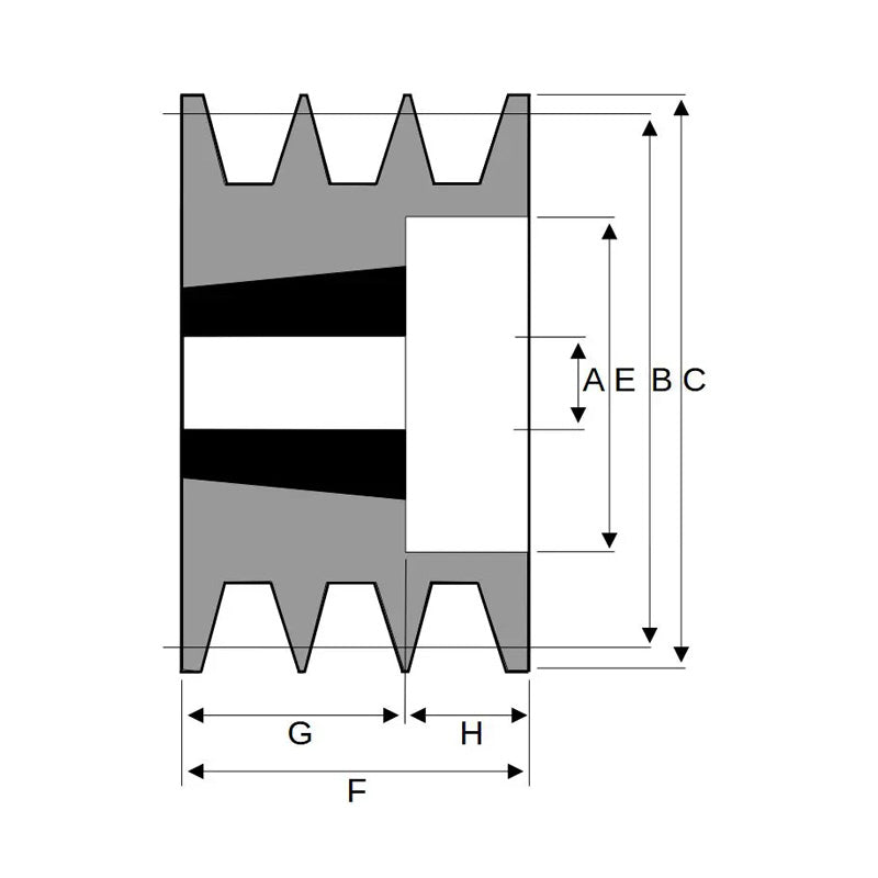 125X3SPB 125mm Pitch Diameter SPB Section Tapered Locking Bush Type Pulley with 3 Grooves (Bush not Incl.)