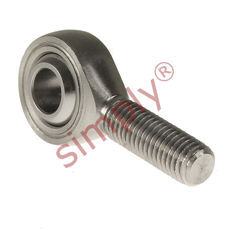 Budget SSPOS22L Left Hand Stainless Steel / PTFE Lined Plain Male Rod End 22mm Bore M22x1.5 Thread