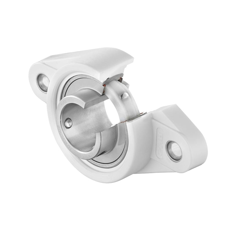 SSLFLPL202-16 Metric Thermo Plastic Two Bolt Oval Flange Housing with 16mm Bore Stainless Insert - Allow 2-3 Days