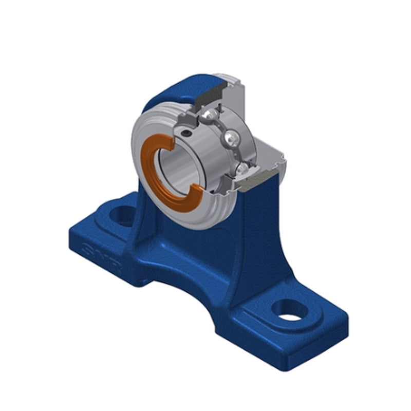 SNR UCPH204CC Metric Cast Iron High Centre Height Two Bolt Pillow / Plummer Block Housing with 20mm Bore Insert with Narrow Steel Plate Cover - Closed Version - Allow 2-3 Days