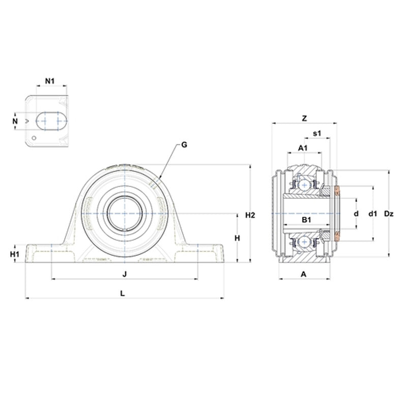 SNR UKPLE208HCO Metric Cast Iron Two Bolt Pillow / Plummer Block Housing with Narrow Steel Plate Cover - Open Version - Insert and Adaptor Sleeve Fits 35mm Shaft - Allow 2-3 Days