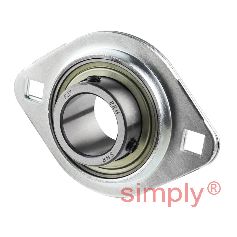 SNR USPFL202 Oval 2 Bolt Pressed Steel Bearing Housing with 15mm Insert - Allow 2-3 Days