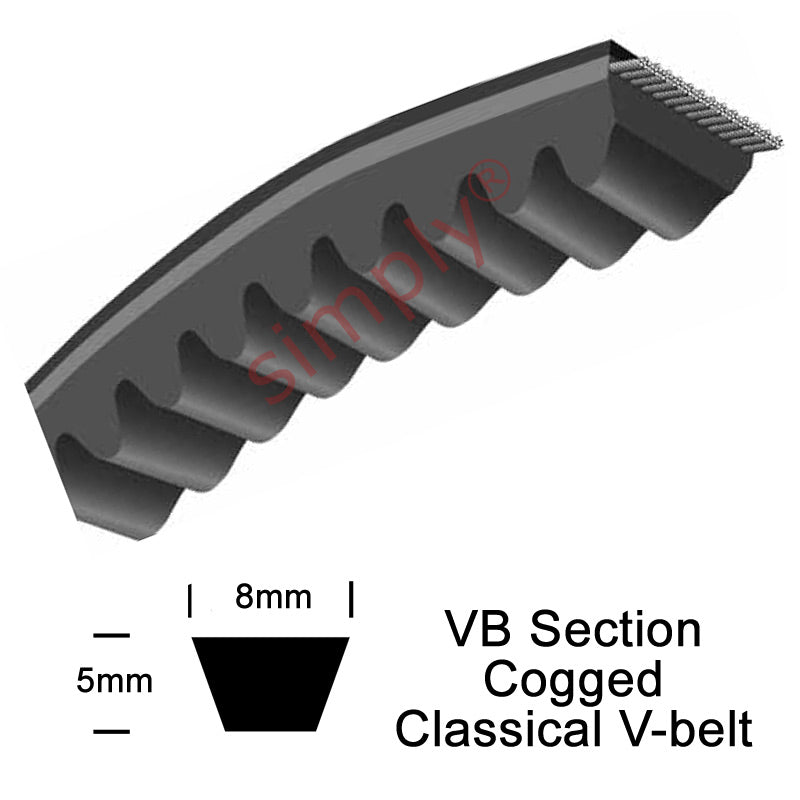 Optibelt VB-8x375-Li Cogged Classical 8mm Wide 5mm Deep V-Belt