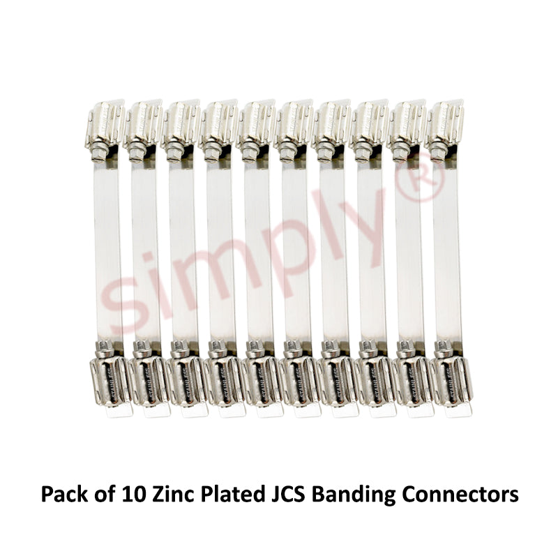 Pack of 10 - JCS NCZ350 Zinc Plated Steel Banding 350mm Connectors for use with 12mm Banding