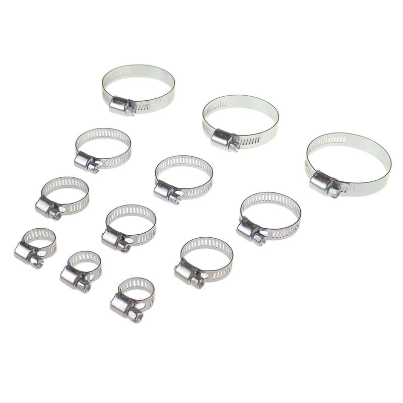 12 Piece Assorted Worm Drive Hose Clip / Clamp Set Carded (Domestic Quality)