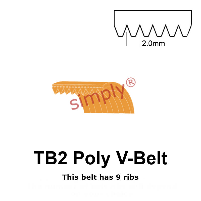 TB2-1186 Megadyne Megarib Polyurethane Poly V-Belt 1186mm/46.7 inch Length - 9 Ribs - Allow 2-3 Days