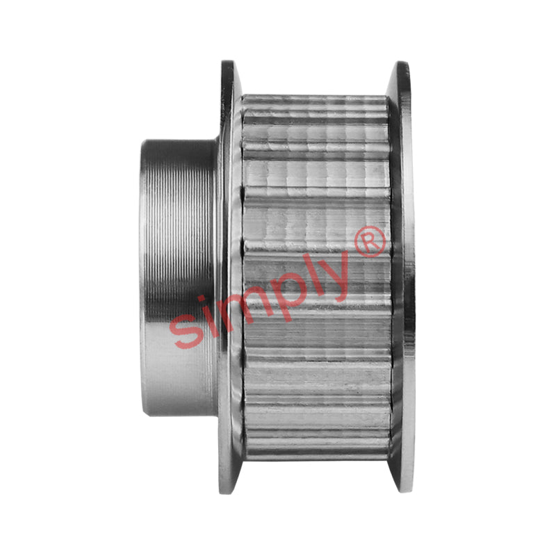Aluminium Pilot Bore AT5 Timing Pulley with Flanges 5mm Pitch 20 Tooth for 16mm Wide Belts - Overall Width 27mm