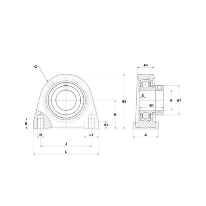 SNR ESPAE206 Threaded Base Small Footprint Metric Pillow / Plummer Block Housing with Eccentric Collar Insert 30mm Bore - Allow 2-3 Days