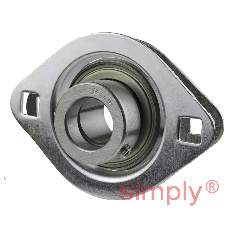 SNR ESPFL204 Metric Two Bolt Oval Pressed Steel Bearing Housing with 20mm Eccentric Collar Insert