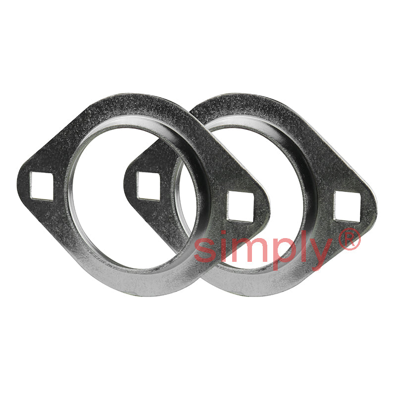 SNR ESPFL204 Metric Two Bolt Oval Pressed Steel Bearing Housing with 20mm Eccentric Collar Insert