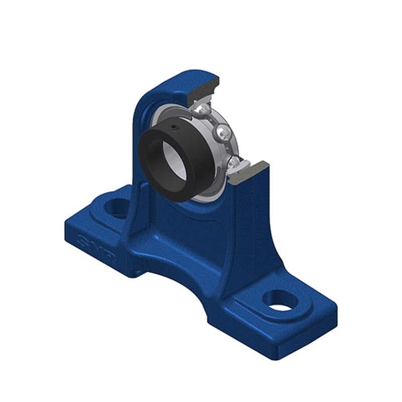 SNR ESPH208N Metric Cast Iron High Centre Height Two Bolt Pillow / Plummer Block Housing with 40mm Bore Eccentric Collar Insert - Allow 2-3 Days