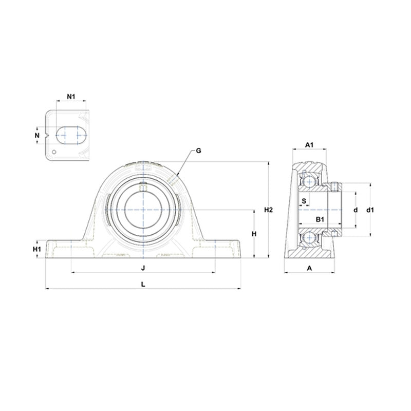 SNR ESPLE212 Metric Cast Iron Two Bolt Pillow / Plummer Block Housing with 60mm Eccentric Collar Insert - Allow 2-3 Days