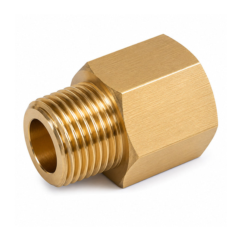 1/4 BSP Female to M8x1.25 Male Mild Steel Zinc Plated Yellow Thread Adaptors