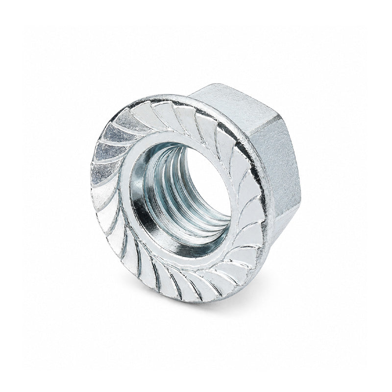 Unifix M10x15 - Class 6 Steel Serrated Flange Nut DIN 6923 with 1.5mm Pitch and Bright Zinc Plated Finish