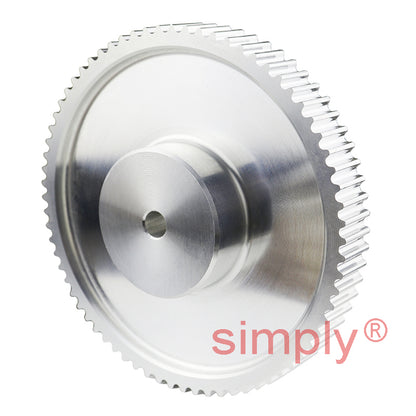 P72-5M-15 - 5mm Pitch 72 Tooth Flangeless HTD Type Aluminium Pilot Bore Timing Pulley for 15mm Wide Belts