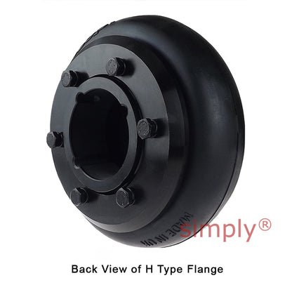 Major Brand F120H/F120B Outer Facing Taper Bore/Pilot Bored Tyre Drive Coupling Assembly with Natural Rubber Tyre