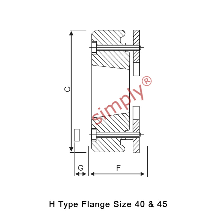 Major Brand F40H-MB Drive Coupling Outer Tapered Locking Bush Type Max Bush Bore 25mm / 1 inch