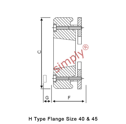Major Brand F40H-MB Drive Coupling Outer Tapered Locking Bush Type Max Bush Bore 25mm / 1 inch