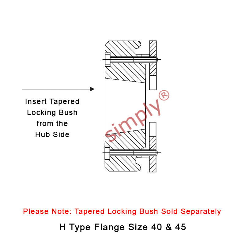 Major Brand F40H-MB Drive Coupling Outer Tapered Locking Bush Type Max Bush Bore 25mm / 1 inch