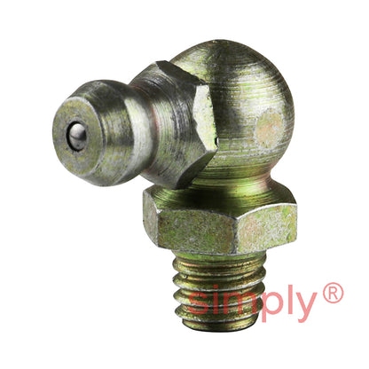 M10x1 Metric Tapered Hardened Mild Steel Zinc Plated 90 deg Hydraulic Grease Nipples - Pack of 500
