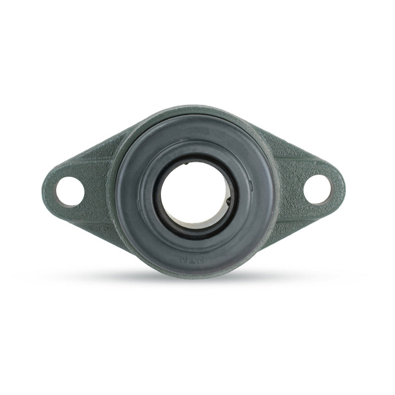 NTN C-UCFL204D1 Metric Two Bolt Oval Cast Iron Flange Housing with 20mm Bore Insert with Cast Iron Cover - Open Version - Allow 2-3 Days