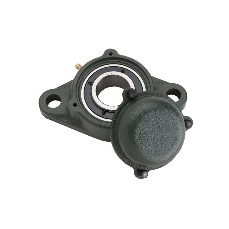 NTN CM-UKFL218D1/H2318X Metric Two Bolt Cast Iron Oval Housing with Cast Iron Cover - Closed Version - Insert and Adaptor Sleeve Fits 80mm Shaft - Allow 2-3 Days
