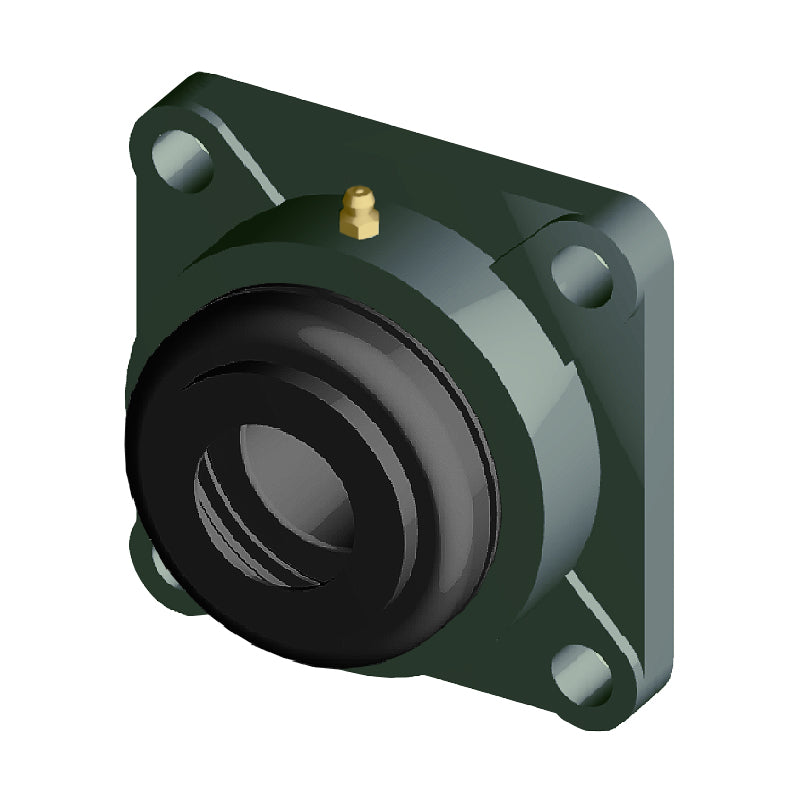 NTN S-UCF201D1 Metric Four Bolt Square Cast Iron Flange Housing with 12mm Bore Insert with Steel Plate Cover - Open Version - Allow 2-3 Days