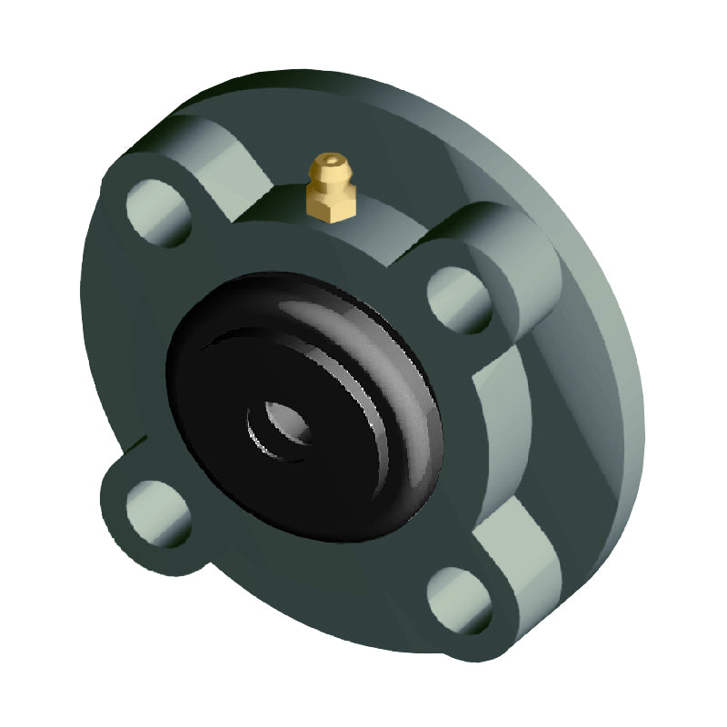 NTN S-UCFC211D1 Metric Four Bolt Cast Iron Round Flanged Housing with 55mm Insert with Steel Plate Cover - Open Version - Allow 2-3 Days