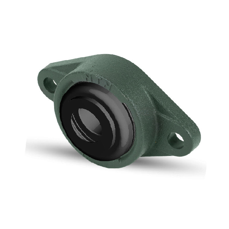 NTN S-UCFL205D1 Metric Two Bolt Oval Cast Iron Flange Housing with 25mm Bore Insert with Steel Plate Cover - Open Version - Allow 2-3 Days