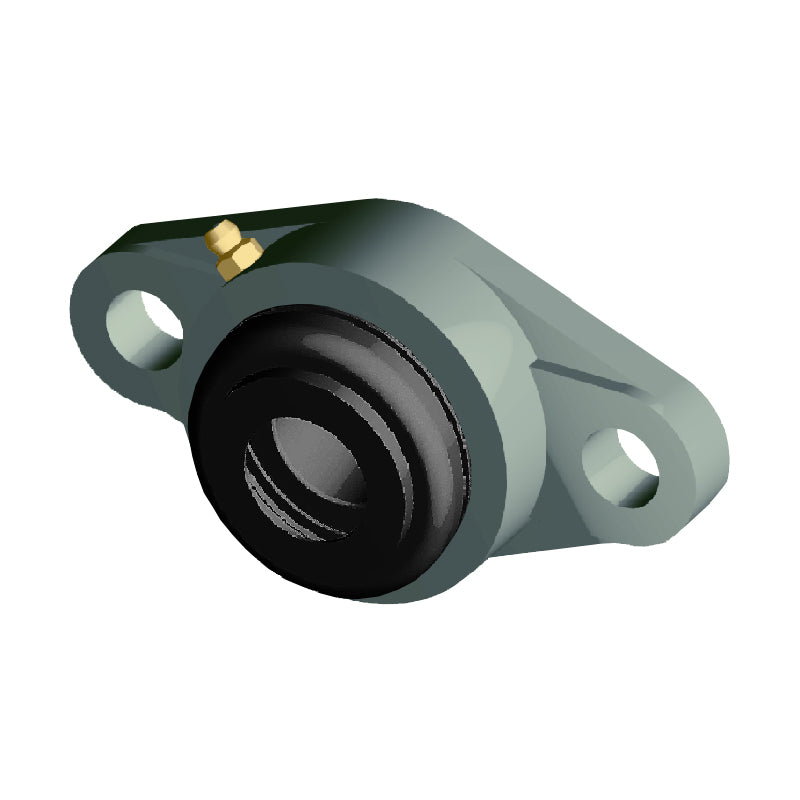 NTN S-UCFLX08D1 Metric Two Bolt Oval Cast Iron Flange Housing with 40mm Bore Insert with Steel Plate Cover - Open Version - Allow 2-3 Days