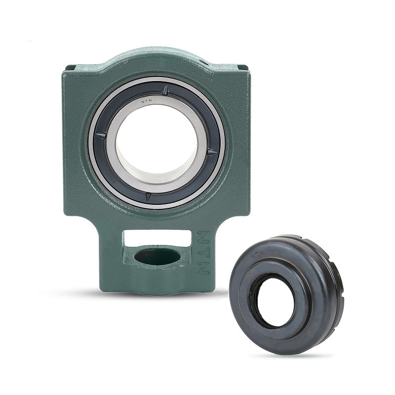 NTN S-UKT213AD1/HA2313 Imperial Cast Iron Take Up Unit with Steel Plate Cover - Open Version - Insert and Adaptor Sleeve Fits 2-3/16 inch Shaft - Allow 2-3 Days