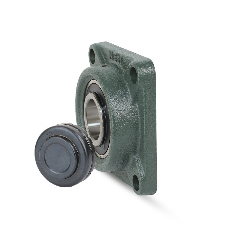 NTN SM-UCFC211D1 Metric Four Bolt Cast Iron Round Flanged Housing with 55mm Insert with Steel Plate Cover - Closed Version - Allow 2-3 Days