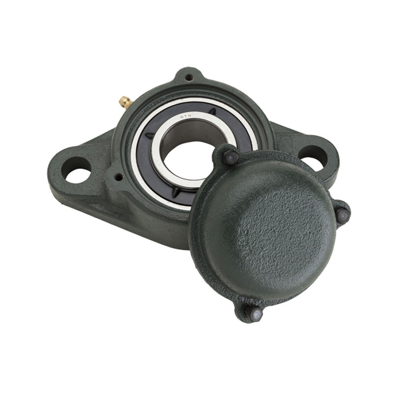 NTN SM-UKFL211D1/H2311X Metric Two Bolt Cast Iron Oval Housing with Steel Plate Cover - Closed Version - Insert and Adaptor Sleeve Fits 50mm Shaft - Allow 2-3 Days