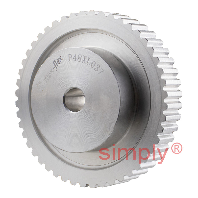 P48-XL-037 - 1/5 inch Pitch 48 Tooth Pilot Bore Aluminium Timing Pulley for 3/8 inch Wide Belt